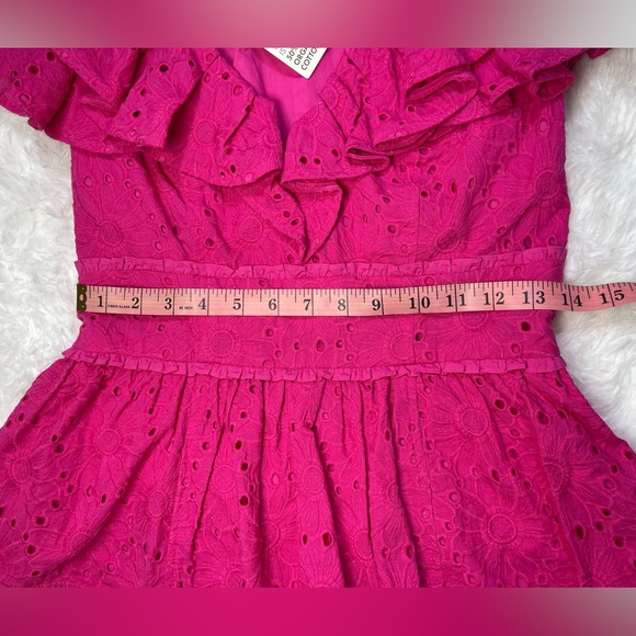 Ted Baker Mazieh Ruffled
Eyelet Top Bright Fuchsia floral embroidery Size 2 NWT - Picture 8 of 12